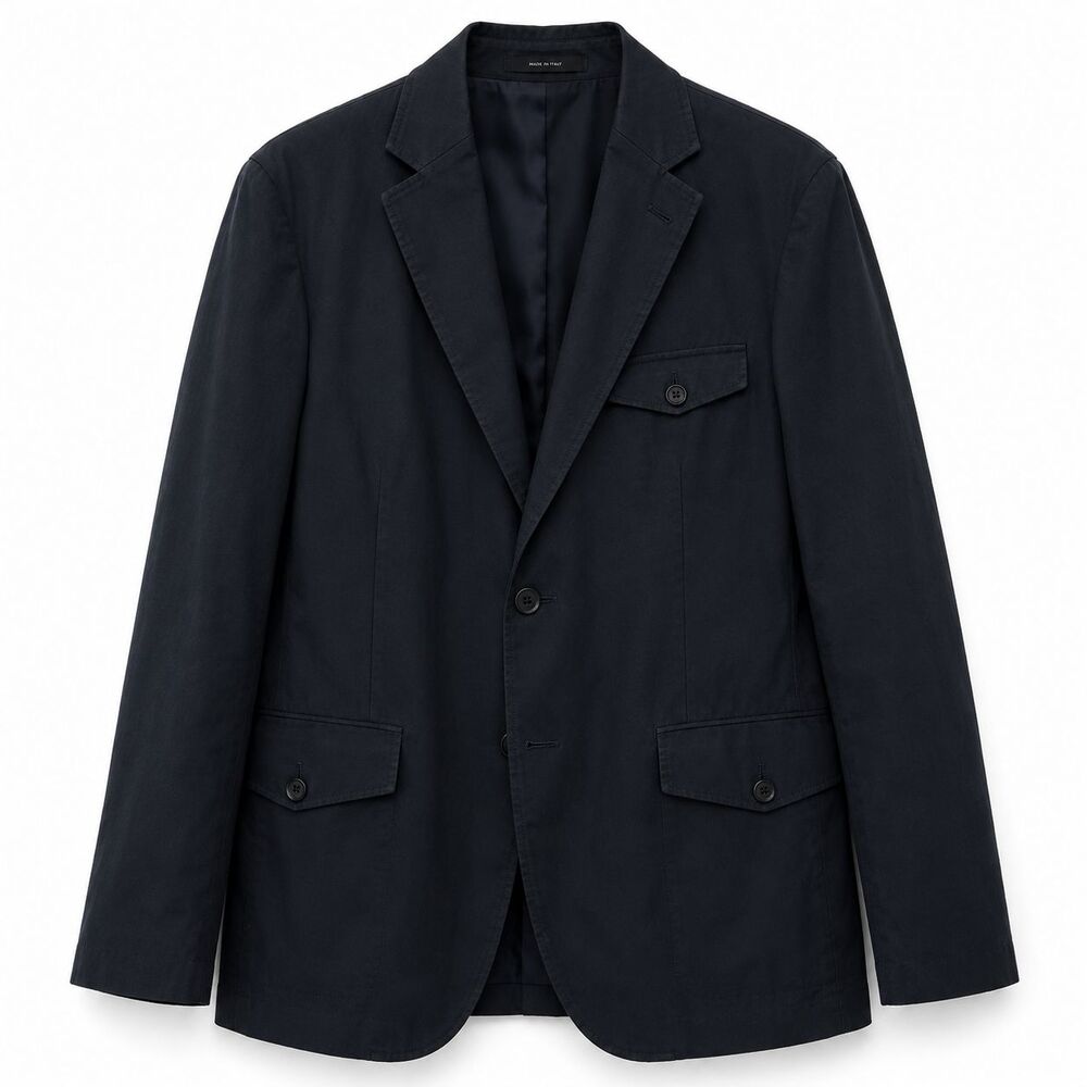 Marc Ecko Mens Utility Blazer Jacket Large Navy Blue Unstructured Sport Coat